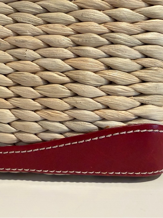 Brighton Woven Straw Tote Purse Red Leather Heart Handle opt. shoulder strap - Picture 10 of 16